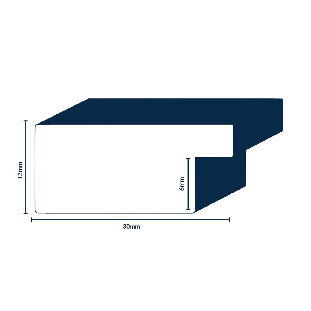 [869J] PS MOULDING W 30 X H 13 X L 2900MM BRIGHT SILVER