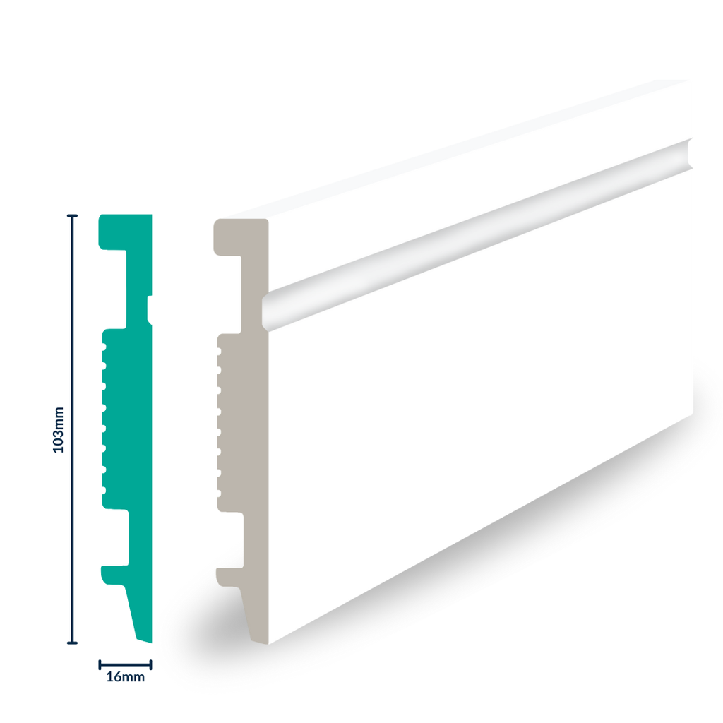 [3022W] HDPS SKIRTING H 103 X W 16 X L 2700MM WHITE