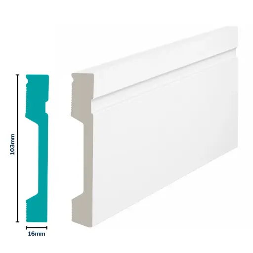 [3022W] HDPS Skirting H 103 X W 16 X L 2700mm White