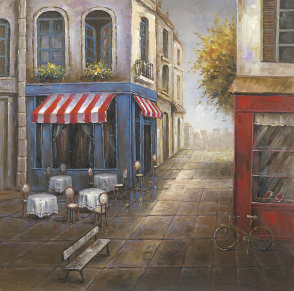 [PXYW574A] OIL ON CANVAS- STREET SCENE 1000X1000MM