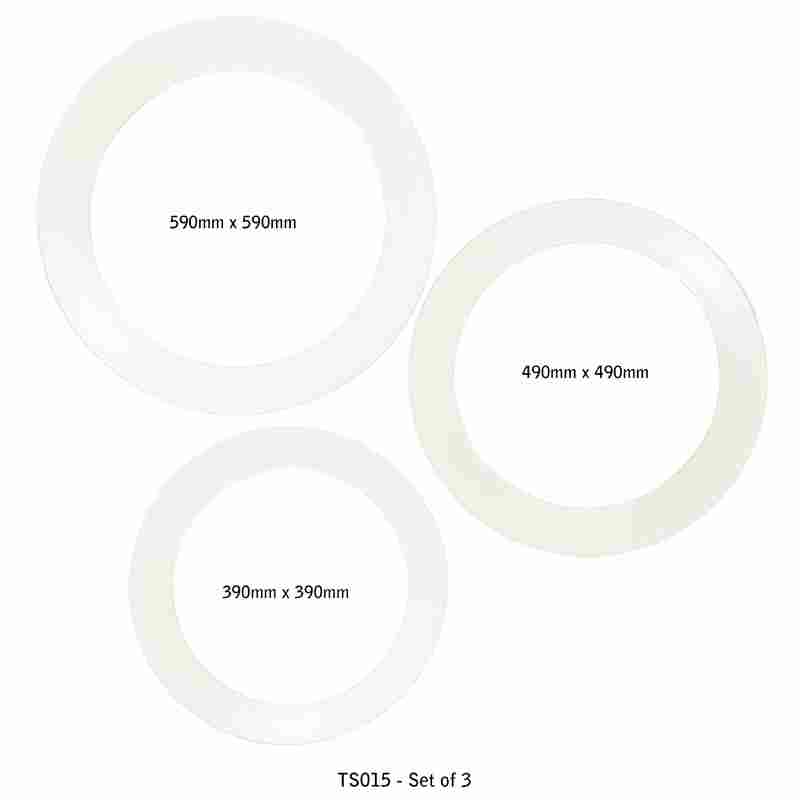 [TS015] MIRROR SET OF 3 ROUND 590 490 390MM WHITE