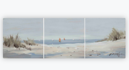 [PXYW581] OIL ON CANVASBEACH SCENE WITH BOAST 