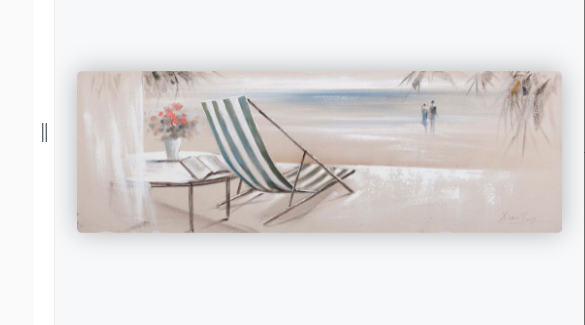 [PXYW548] OIL ON CANVAS CHAIR ON BEACH 500X1500MM