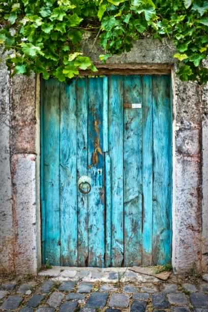 [MF098] PRINT ON CANVAS BLUE DOOR 800X1200MM