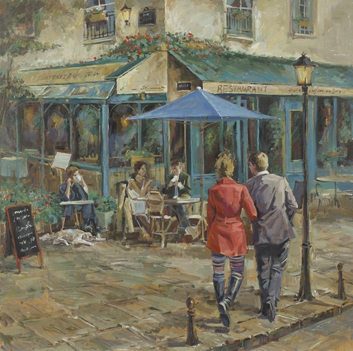 [PXYW572] Oil On Canvas Street Scence 1065X1465mm