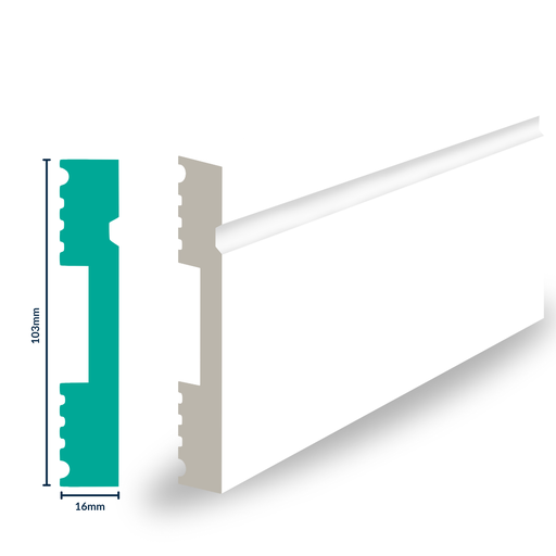 [3042W] HDPS Architrave H 103 X W 16 X L  2450mm White