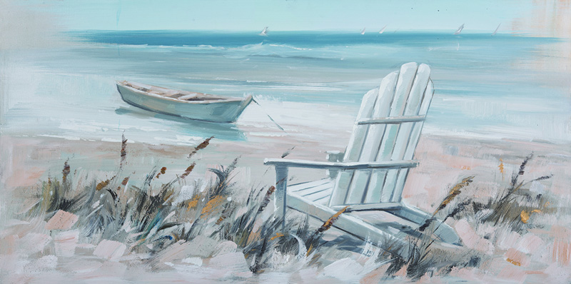 [PXYW596] OIL ON CANVAS BEACH SCENE 600X1200MM