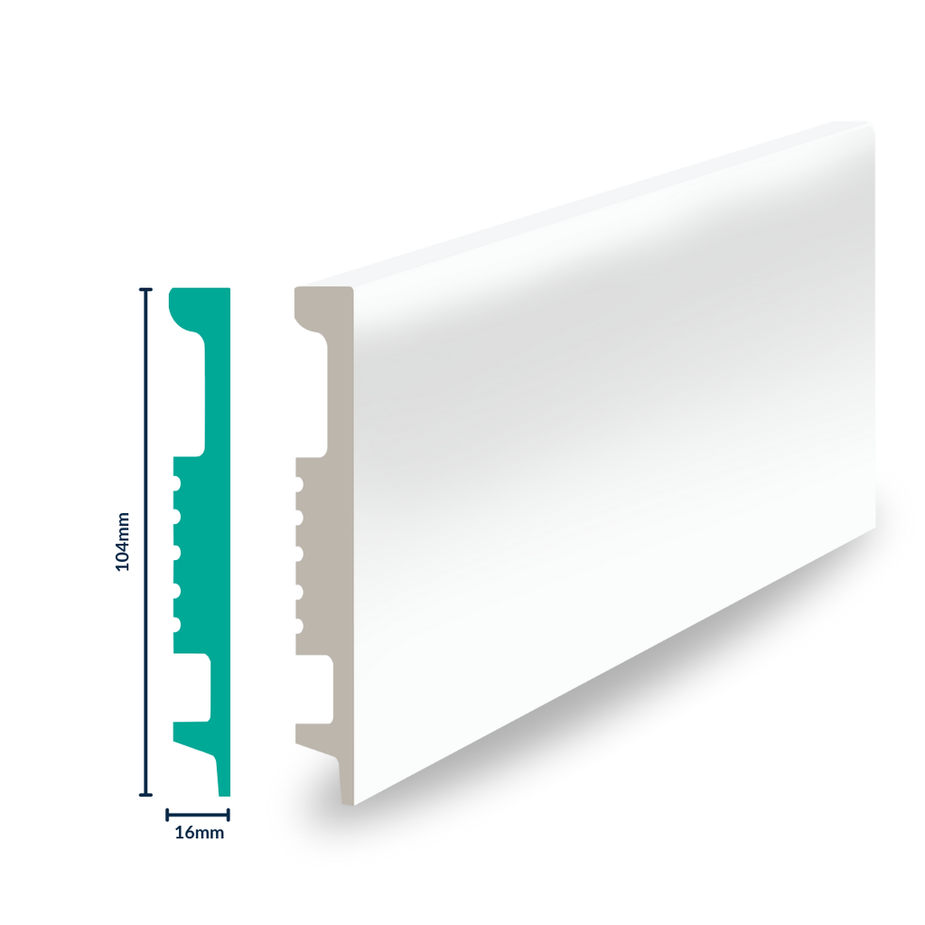 [3016W] HDPS SKIRTING H 104 X W 16 X L 2700MM WHITE