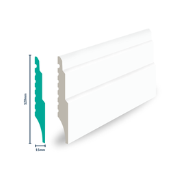 [3012W] HDPS Skirting H 120 X  W 15 X L 2700mm White