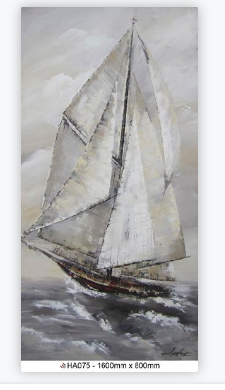 [HA075/1139K] OIL ON CANVAS BOAT 800X1600MM
