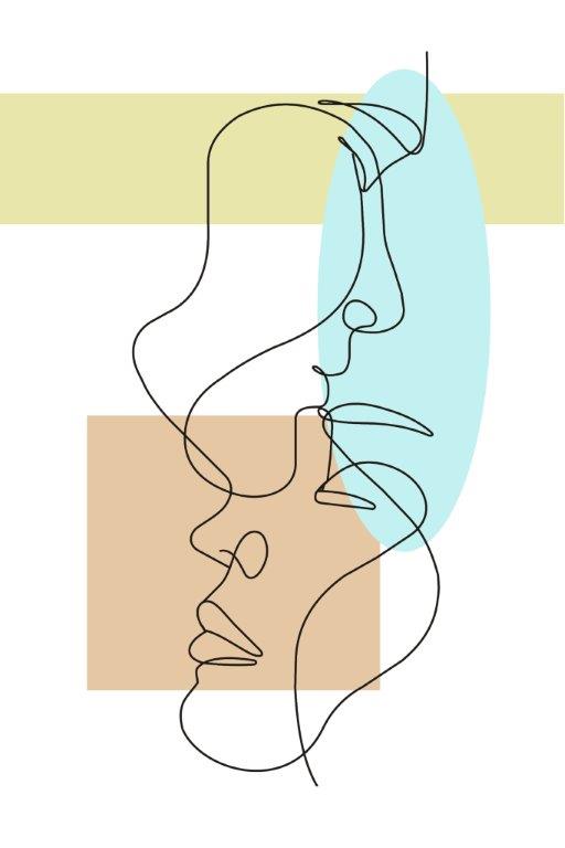 [AS280] PRINT ON CANVAS COUPLE LINE DRAWING 600X900MM