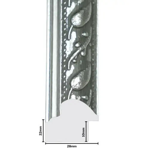[1166-1B] PS Moulding W 28 X H 22 X L 2900mm Silver
