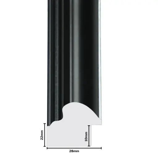 [1166E] PS Moulding W 28 X H 22 X L 2900mm Black & Silver
