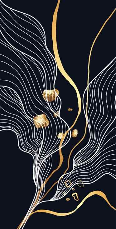 [PXM084] PXM084 - LUXURY BLACK & GOLDEN PRINT (400X900MM)