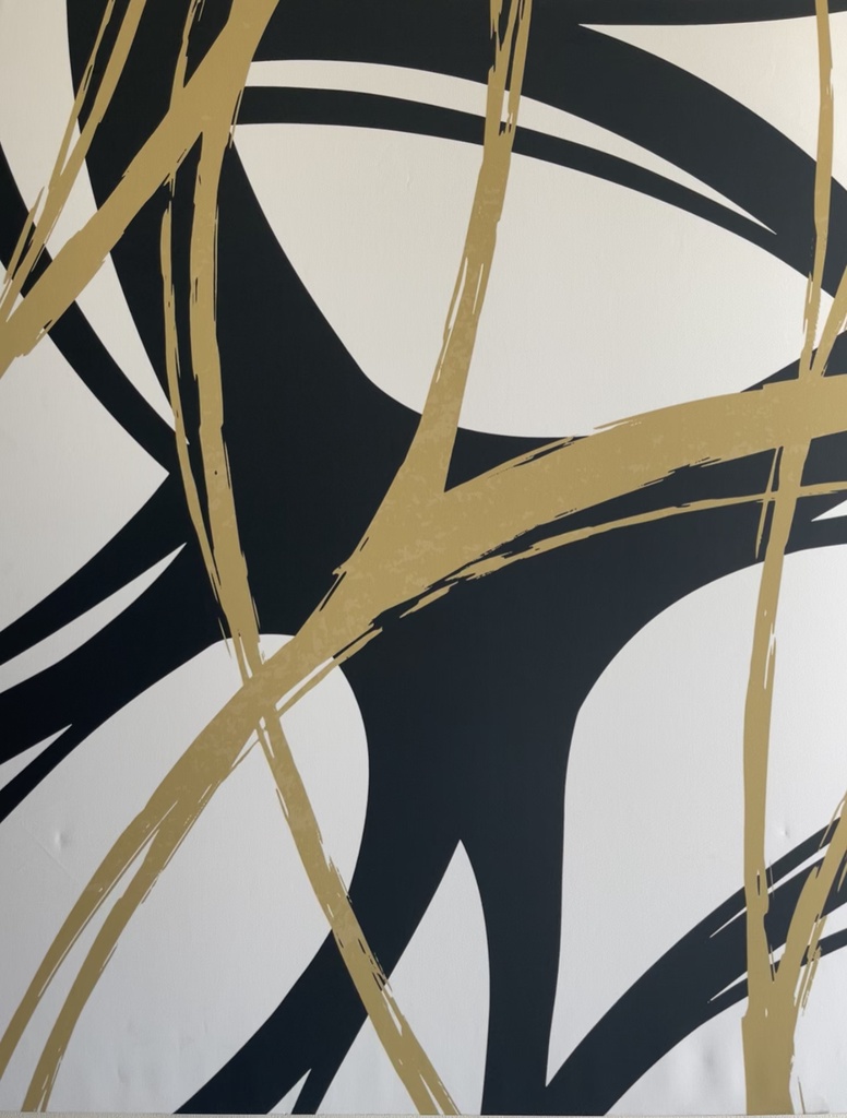[PXM103] PRINT ON CANVAS ABSTRACT BLACK & GOLD 1200X1500MM