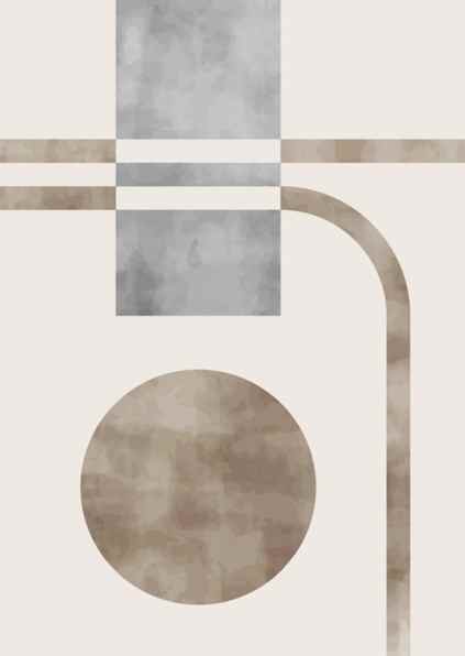 [PXM091] PXM091 - WATERCOLOUR ABSTRACT GEOMETRIC ART (600X900MM)