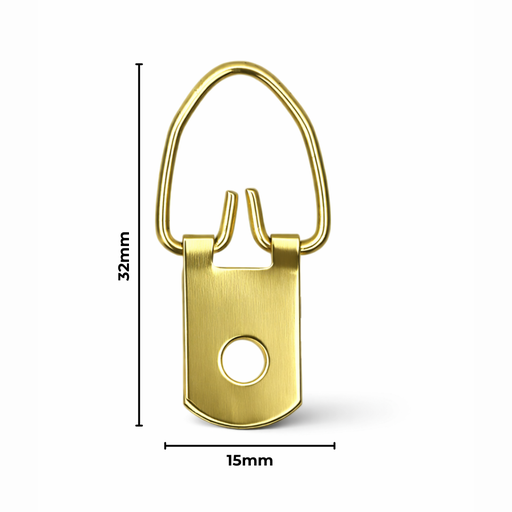 [﻿AC403695﻿] ﻿Hanger 1 Hole Strap 15X32mm 100 Pack Gold﻿