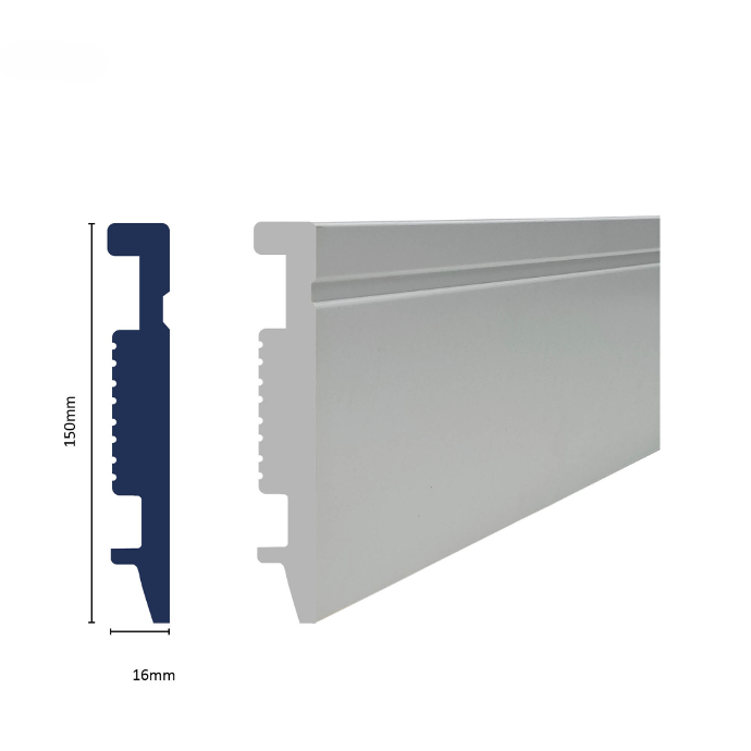 [3002W] HDPS SKIRTING H 150 X W 16 X L 2700MM WHITE